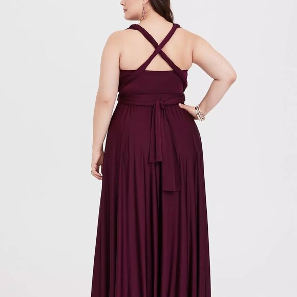 Torrid sz 1 Burgundy Red Convertible Maxi Dress Bridesmaid Wedding Guest Formal - Picture 1 of 5